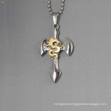 Mens silver cross pendant,gold dragon jesus pendant